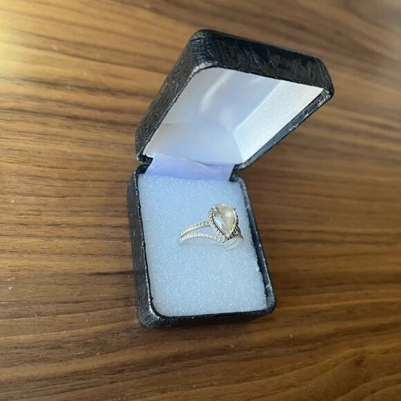 Pandora Sparkling Teardrop Halo 925 ALE Sterling Silver WEDDING Ring Set - Picture 5 of 8